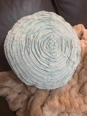 Light Blue Round Ruffled Decorative Pillow - Home Art